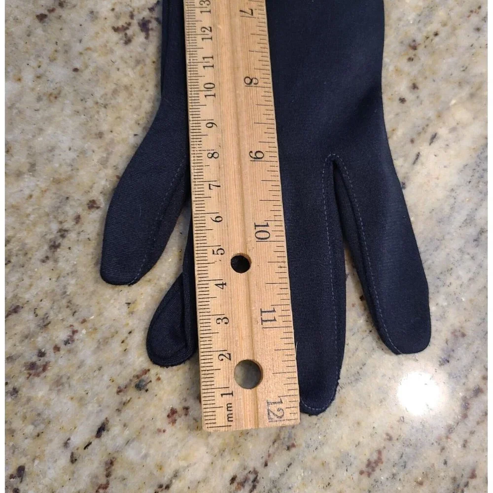 Vintage Size Small Black Stretch Formal Gloves Zig zag Stitch. 12